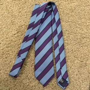 Ermenegildo Zegna Purple and Light Blue Diagonal Stripe Silk Tie